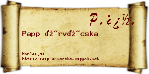 Papp Árvácska névjegykártya